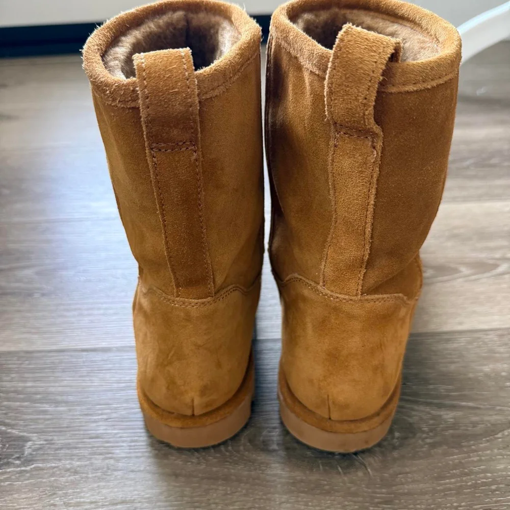 Mango Brown Genuine Suede Leather Faux Shearling Boots Size US 9